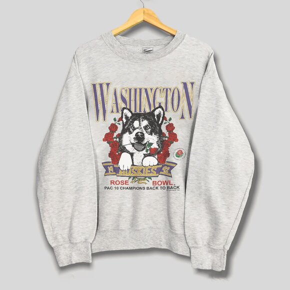Vintage 1992 University Of Washington Huskies Rose Bowl Football Sweatshirt - Picture 1 of 2